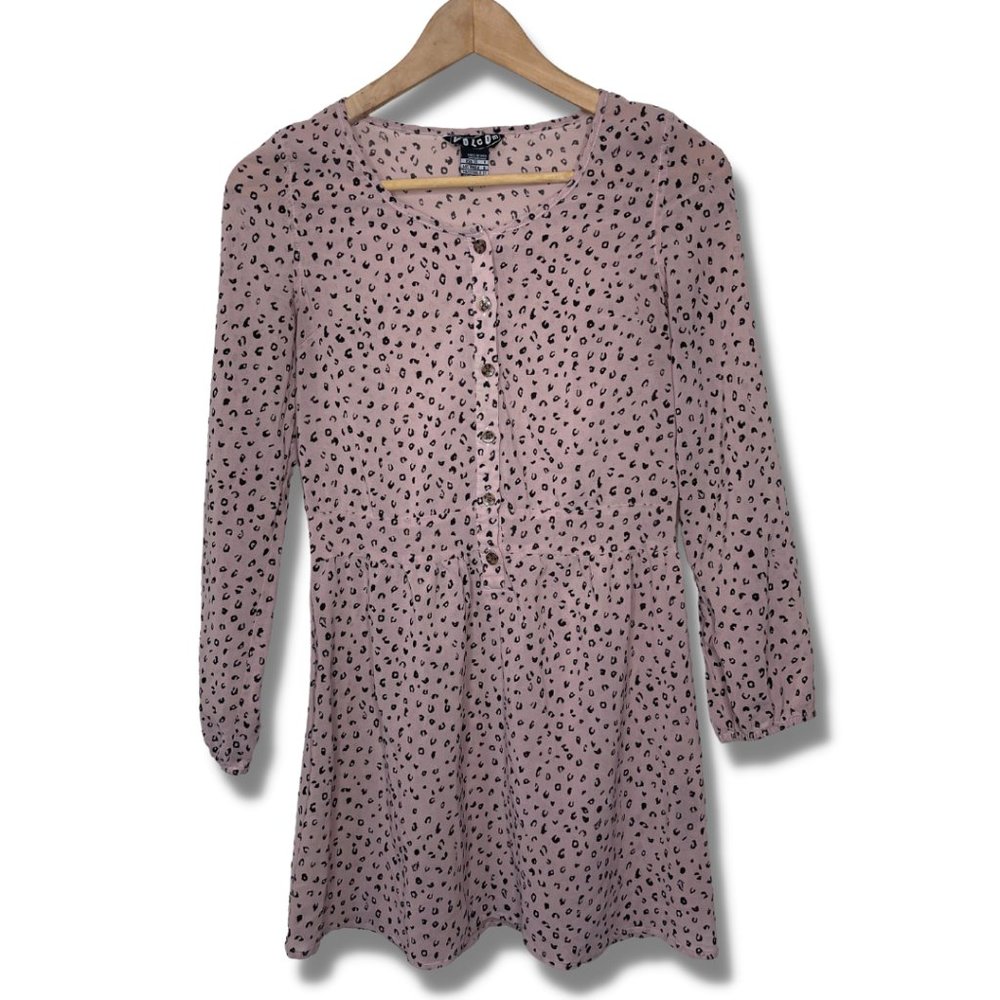 👗 Volcom | Pink and Black Leopard Print Dress | Size 1